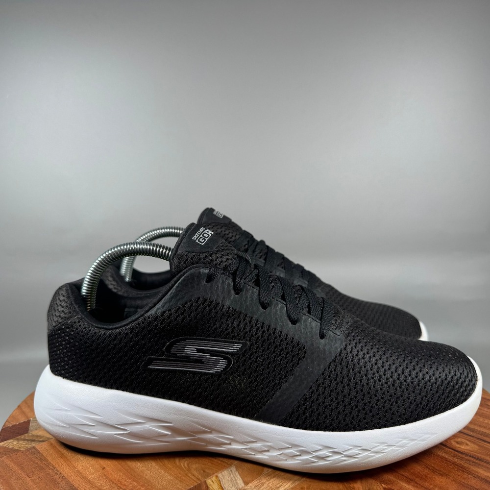 Skechers GO RUN 600 Womens 9.5 Wide Black White Running Shoes 15061W